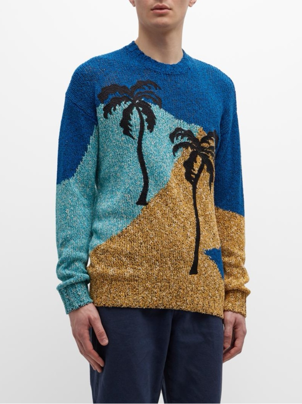 Scotch & Soda Crewneck Sweater Melange Palm Tree Art Men’s M Preppy Streetwear